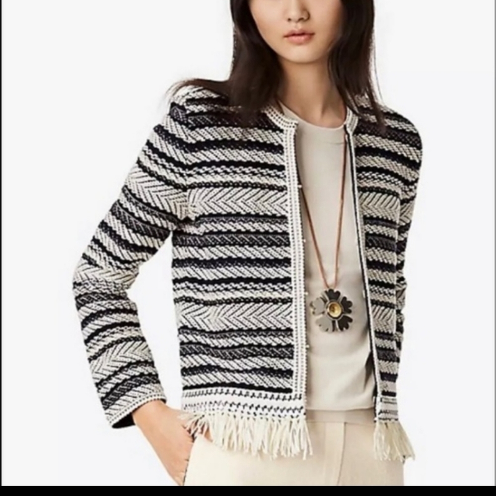 Tory Burch Navy Cotton Payton Cardigan Jac…